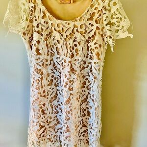 Bronte All over lace white formal semi formal Mini Dress S